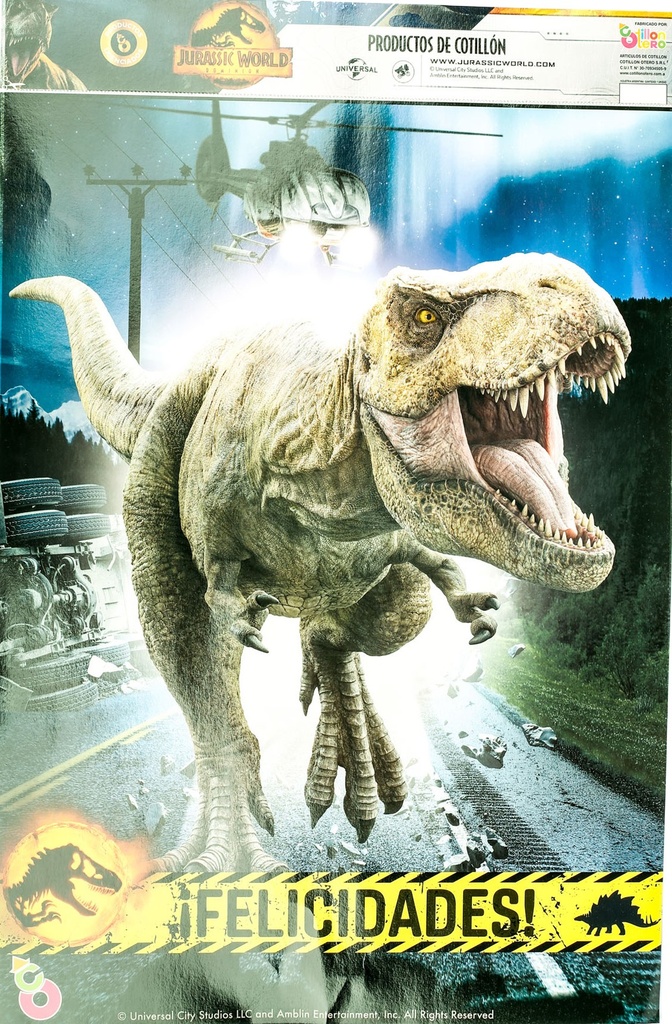 AFICHE FELICIDADES JURASSIC x1 C.O